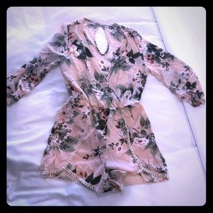 Fun pink floral romper - unknown brand!